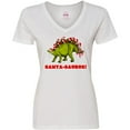 thumbnail image 3 of Inktastic Santa-Saurus Christmas Dinosaur Women's V-Neck T-Shirt, 3 of 5