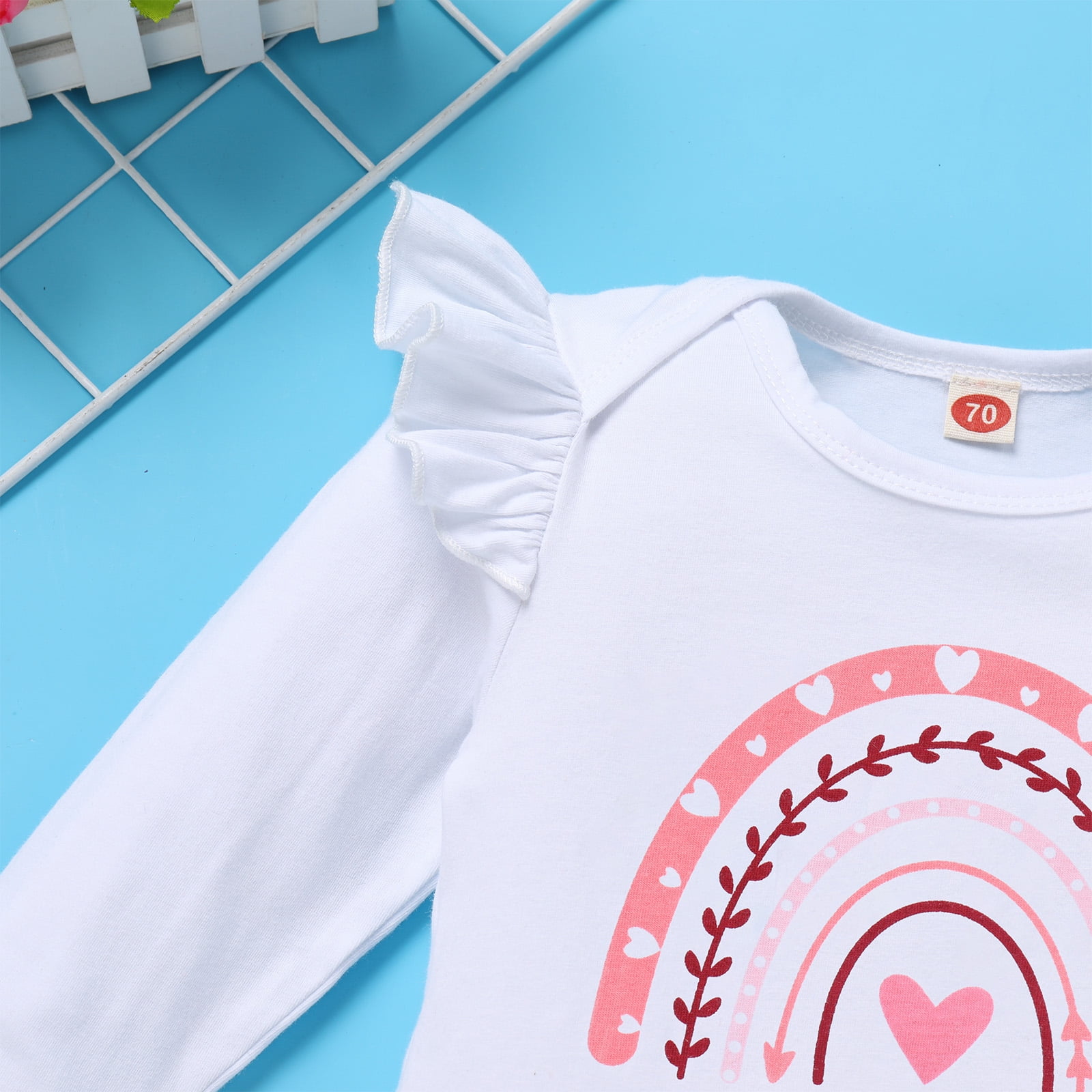 IDOPIP Baby Girls 1st Birthday Outfit Rainbow One Romper+ Velvet Bell Bottoms Cake Smash Outfits