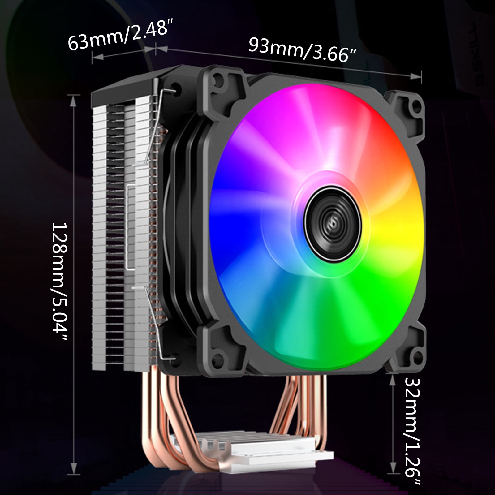 CR1300 3 Heat-pipes Tower 9cm 4 Pin PC Computer Cooling CPU Cooler Fan RGB 12V PWM Radiator Heatsink for AMD/LGA 1151
