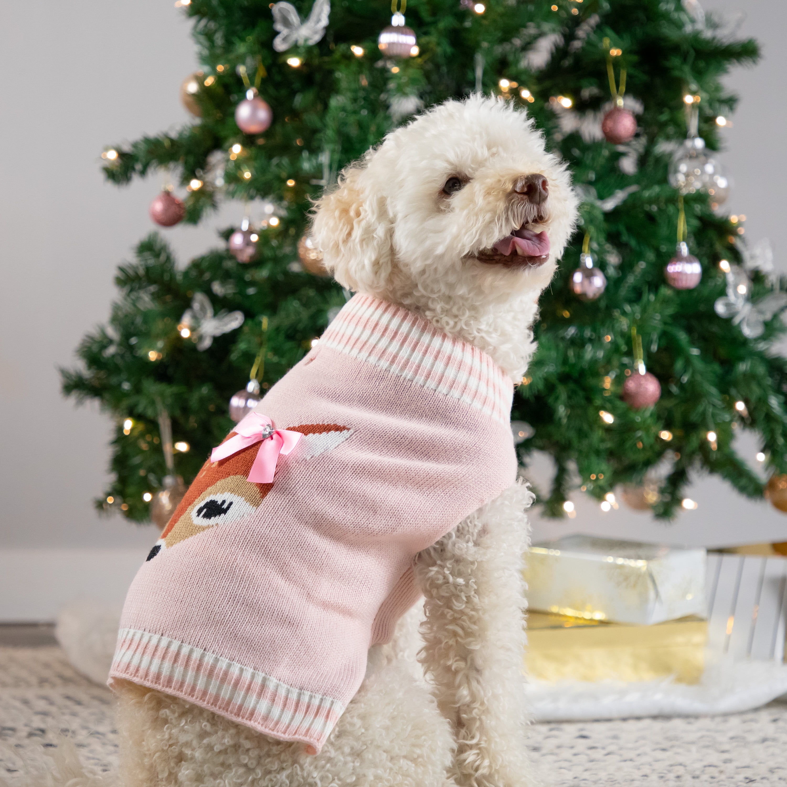 Vibrant Life, Dog Clothes, Fawn Pet Sweater, Pink, L