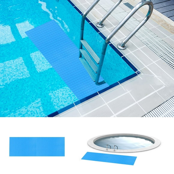 Tapis d'Échelle de Piscine Antidérapant - Tapis de Marche Protecteur pour Piscines Creusées, Tapis de Sécurité Antidérapant pour Protéger la Doublure de Piscine, Bleu