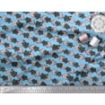 thumbnail image 2 of Soimoi Blue Heavy Satin Fabric White Flower Bouquet Stripe Print Fabric by the Yard 56 Inch Wide, 2 of 3