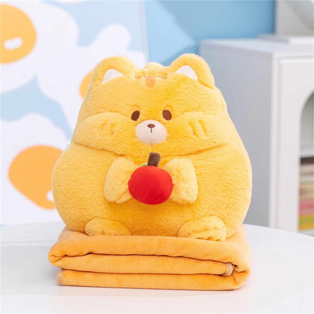 Zeiwohndc Cartoon Capybara Hamster Cushion Blanket Combo Soft Plushie Pillow Throw