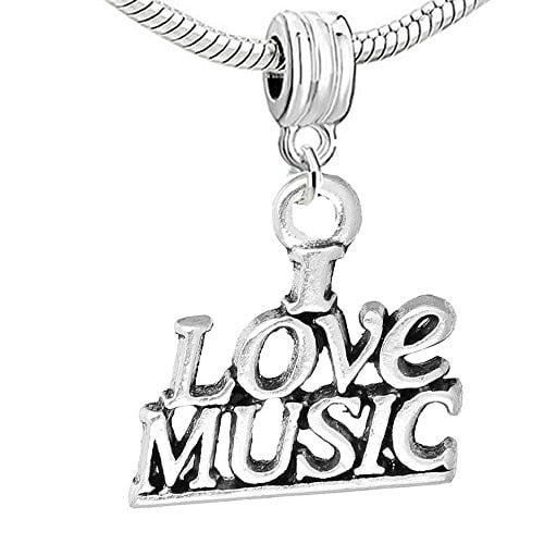 I Love Music Charm Bead for European Snake Chain Charm Bracelet