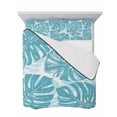 thumbnail image 7 of Quilts Full Size Bedding Set, Teal Blue Monstera Deliciosa Lightweight Quilted Comforter, Summer Botanical Tropical Soft Reversible Bedspread Coverlet with Pillow Covers for All Season, 78" x 90", 7 of 7