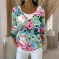 thumbnail image 3 of WTOBBY Women's Christmas Print Cardigan, Knit Sweater Button Up Jacket, Casual Holiday Themed Outerwear, Long Sleeve Open Front, Soft and Comfortable Fit,Green S, 3 of 5