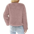 thumbnail image 4 of Patlollav Womens Solid Color Winter Plush Jacket Cardigan Warm Short Jackets Ladies Coat Outwear, 4 of 7
