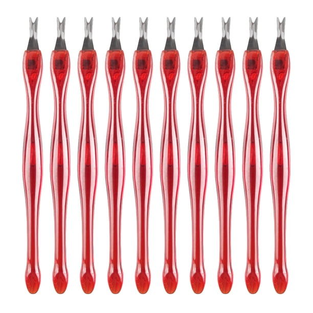 10 piezas de herramientas para manicura y pedicura: recortador de cutículas, empujador, removedor de piel muerta y callos (rojo)