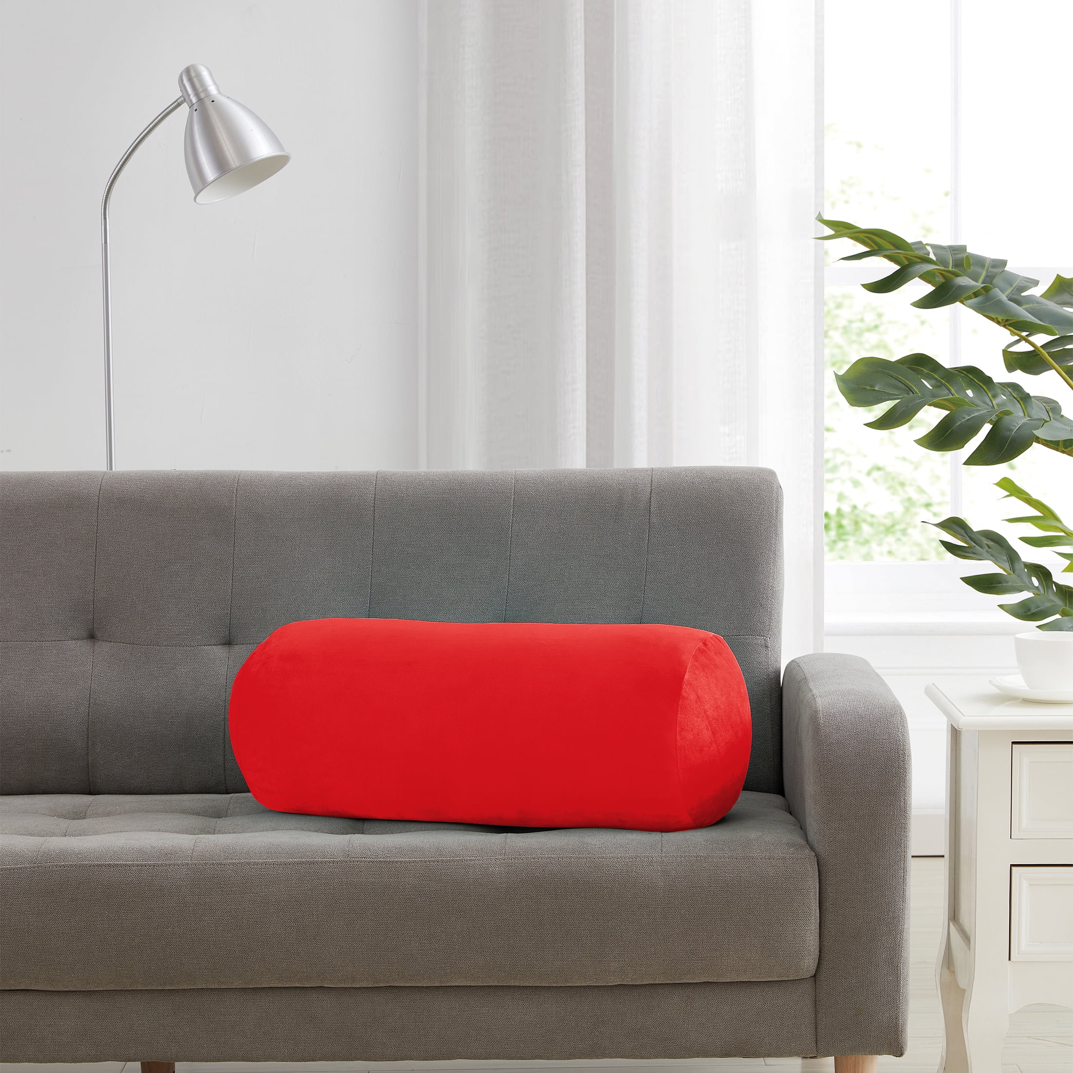 Mainstays 20" x 9" Red Squishy Extra Soft Bolster Decorative Pillow, 1-Pack, for All Ages