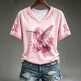 thumbnail image 2 of Jamsmile Women T-Shirts Cancer Awareness Month Tshirts Loose Fit Short Sleeve Graphic Pink Floral Print Tee Shirts Tops, 2 of 5