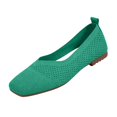 thumbnail image 3 of Domuza Women's Square Toe Knitted Flats Comfortable Softsole Slip On Ballet Flats summer Lightweight Casual Walking Work Shoes Green 6.5（EU-37）, 3 of 4