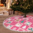 thumbnail image 6 of Rocae Pink Christmas Cheer for Christmas Tree Skirt with Pom Pom Trim for Holiday Party for Holiday Home Decor Indoor Outdoor-36", 6 of 7