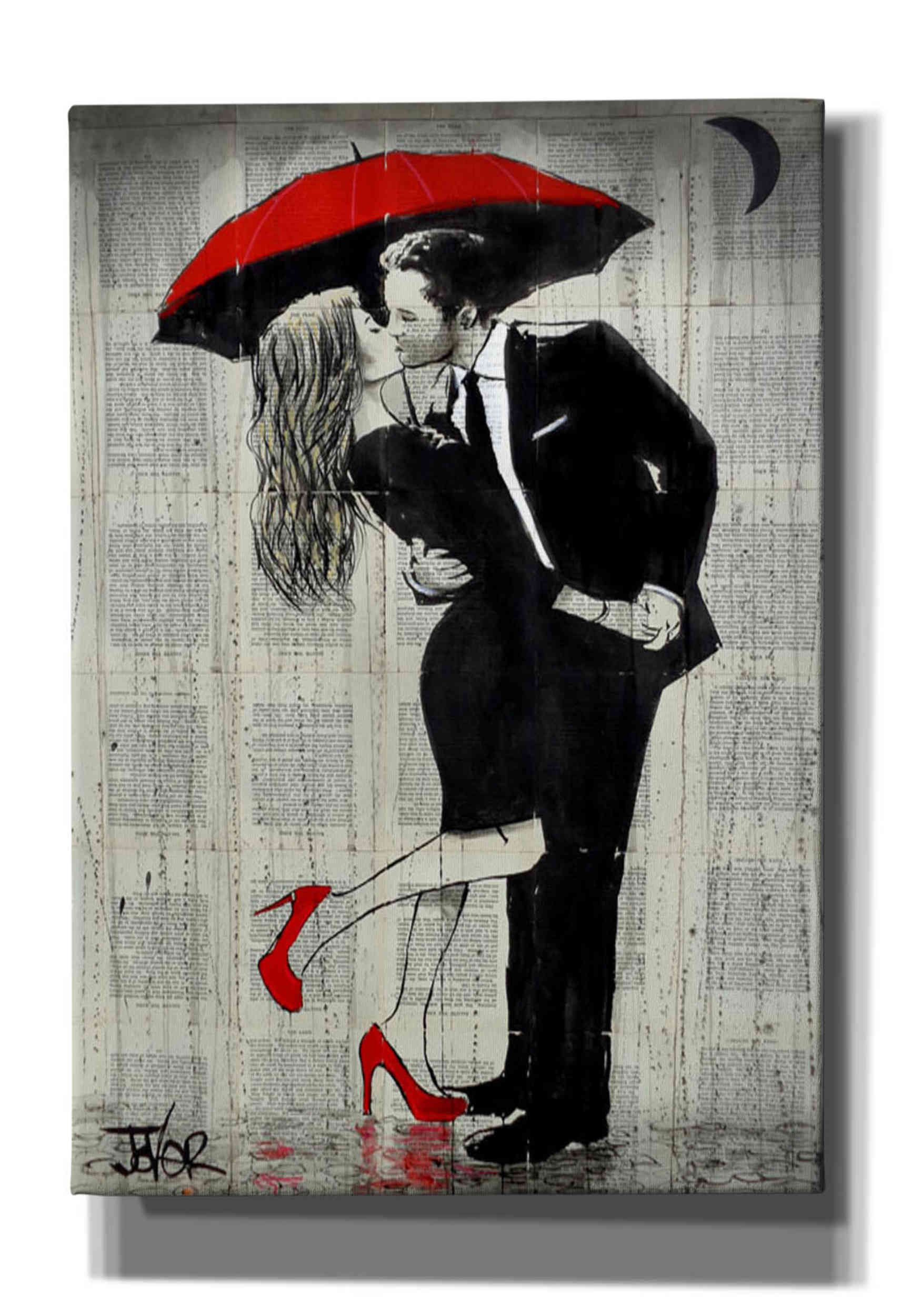 Drawing Of Couple Kissing In The Rain