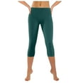 thumbnail image 3 of GEWSEY Women's Active FormFlex Buttery Soft High Waist 19" Inseam Capri Yoga Workout Leggings (Dark Green, XL), 3 of 6