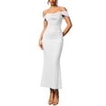 thumbnail image 2 of Vestido Maxi con Hombros Descubiertos, Corsé Fruncido, Ajustado, Vestidos Formales para Invitadas de Boda para Mujeres S, 2 of 8