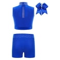 thumbnail image 2 of Miutii Kids Girls Tracksuit Sports Outfits Ballet Gymnastics Costume Athletic Crop Top with Shorts and Headwear Blue 12, 2 of 7