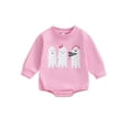 thumbnail image 2 of Aojekbee Baby Girl Rompers Crew Neck Long Sleeve Ghost Print Jumpsuits Halloween Clothes Bodysuits, 2 of 10