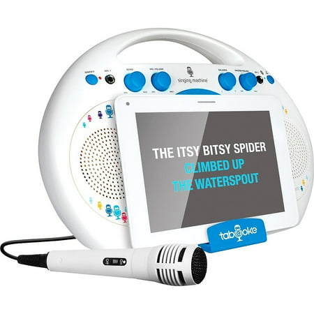The Singing Machine Tabeoke Portable Bluetooth Karaoke System Compatible with a Variety of Apps, White