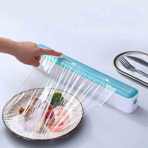 Cortador de película plástica para cocina | Dispensador magnético de montaje en pared | Caja de almacenamiento de ABS ajustable | Corte fácil y preciso para papel de aluminio, envoltura de plástico
