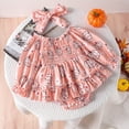 thumbnail image 2 of Rovga Baby Girl Clothes Long Sleeve Pumpkin Prints Romper Bodysuits Dress Headbands Outfits Trend Loungewear Pink 6-12 Months, 2 of 6