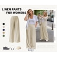 thumbnail image 2 of SWQZVT Womens Linen Pants Summer Wide Leg Palazzo Beach Pants for Women Casual Pants with Pocket, 2 of 8