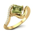 thumbnail image 2 of 5mm Square Peridot 925 Sterling Silver Gold Vermeil Solitaire Bypass Women Mother's Day Gift Ring, 2 of 3