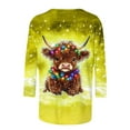 thumbnail image 4 of Fznquz Christmas Womens Tshirts Yellow Winter Crewneck T Shirt 2025 Casual Cute Graphic 3/4 Sleeve Women Fashion,L, 4 of 5