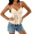 thumbnail image 5 of Women's Babydoll Tops Sleeveless V Neck Peplum Crop Wrap Top Cute Summer Tie Front Camisole, 2XL, 5 of 5