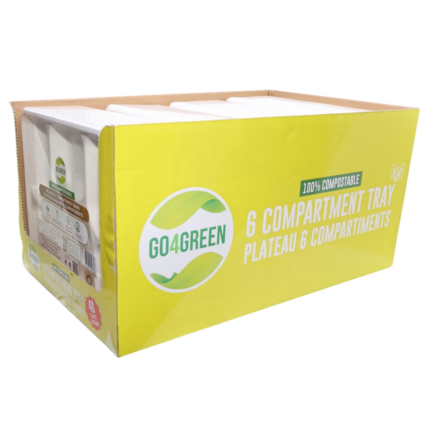 Plateaux Go4Vert à 6 compartiments, 40 plateaux