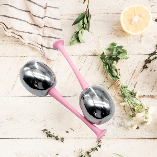 1 Par de de Rodillos Faciales de de material acero, Herramientas para Enfriar , Ojos, Cuello, Apriete, Tratamiento de , Re - rosa Manija rosa Macarena Globos faciales de hielo