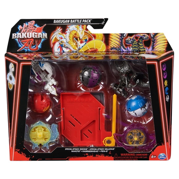 Bakugan Battle 5-Pack, Special Attack Smoke, Nillious, Mantid, Hammerhead, Pen-G; Customizable, Spinning Action Figures, Kids Toys for Boys and Girls 6 and up