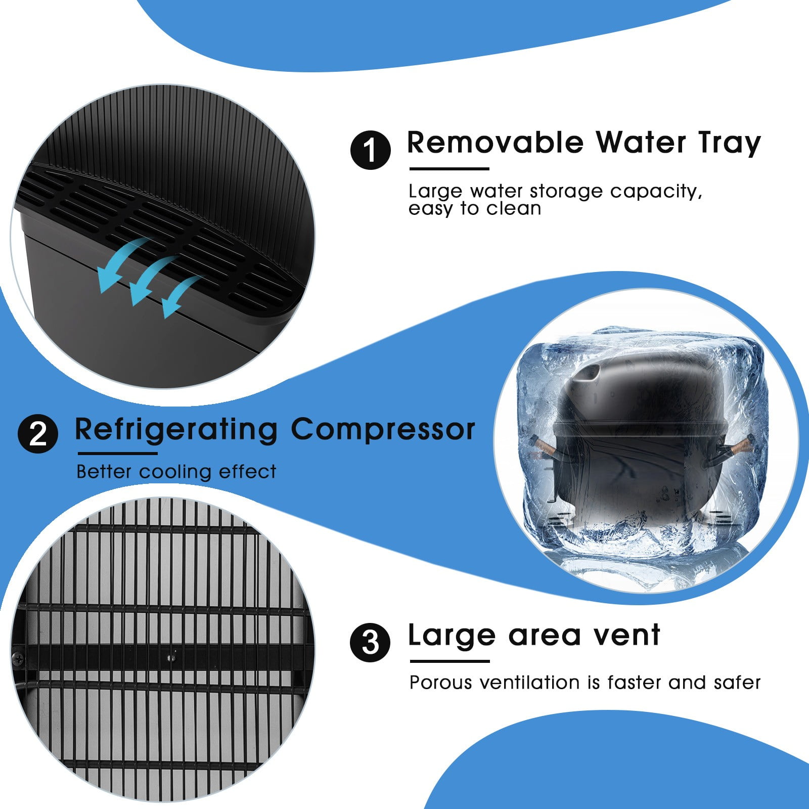 Top Loading 5 Gallon Hot/Cold Water Cooler Dispenser Compressor Refrigeration with Freezer Cabinet,Child Safety Lock(Black)