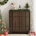 thumbnail image 5 of Laintene Sideboard Buffet Cabinet with Storage, 31" Mid Century Storage Cabinet with Lines Panel Doors, Adjustable Shelf for Kitchen Dining Room, Wood Accent Cabinet for Living Room, Walnut, 5 of 10
