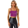 thumbnail image 1 of Camisola de terciopelo Allegra K con tirantes finos y lentejuelas brillantes para mujer Púrpura XS, 1 of 6