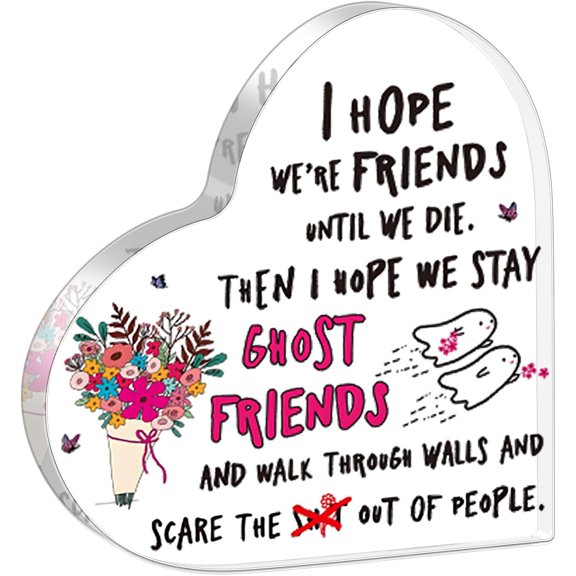 Best Friend Birthday Gifts For Women, Friendship Gifts For Women Friends, Long Distance Friendship Gift For Female Friend Bff Bestie Sister, Funny Heart Acrylic Plaque Friends Gifts For Women