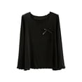 thumbnail image 1 of Chbgutlmr Womens Tops Long Sleeve Pajamas Tops Ruffle Crewneck Long Sleeve Fall Soft Comfy Homewear Pjs, 1 of 6
