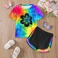 thumbnail image 2 of Girls Sweatsuits 2Pcs Sets Girls 2 Piece Outfits Letter Print Vacation Tee Top and Dolphin Shorts Tracksuit Sets for Kids Sports, Casual, Dance, 2 of 5