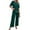 Green, variant on Women Knit Outfits Spring Summer Fashion Clashing Coloured Split Short Sleeves Sweater Tops and Wide Leg Pants Knitted Two Piece Set