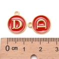 thumbnail image 3 of Golden Plated Alloy Enamel Charms Cadmium Free & Lead Free Enamelled Sequins Flat Round with Letter Red Letter.D 14x12x2mm Hole: 1.5mm, 3 of 5