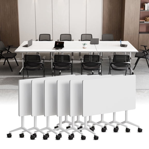 Folding Conference Room Tables with Wheel,Modern Modular Conference Table, Flip Top Training Meeting Table