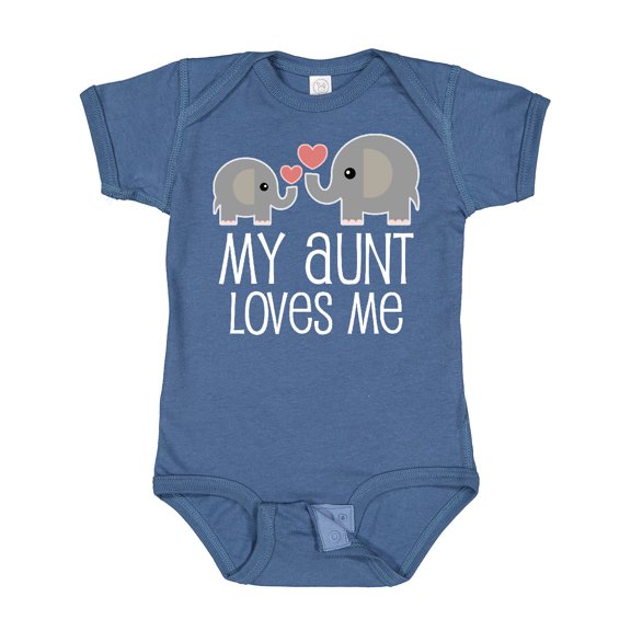Inktastic My Aunt Loves Me Niece Nephew Elephant Boys or Girls Baby Bodysuit