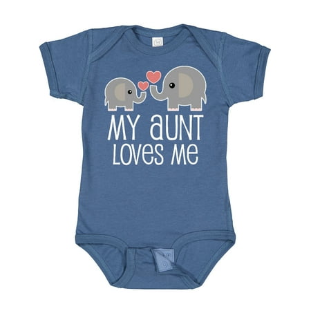 

Inktastic My Aunt Loves Me Niece Nephew Elephant Gift Baby Boy or Baby Girl Bodysuit