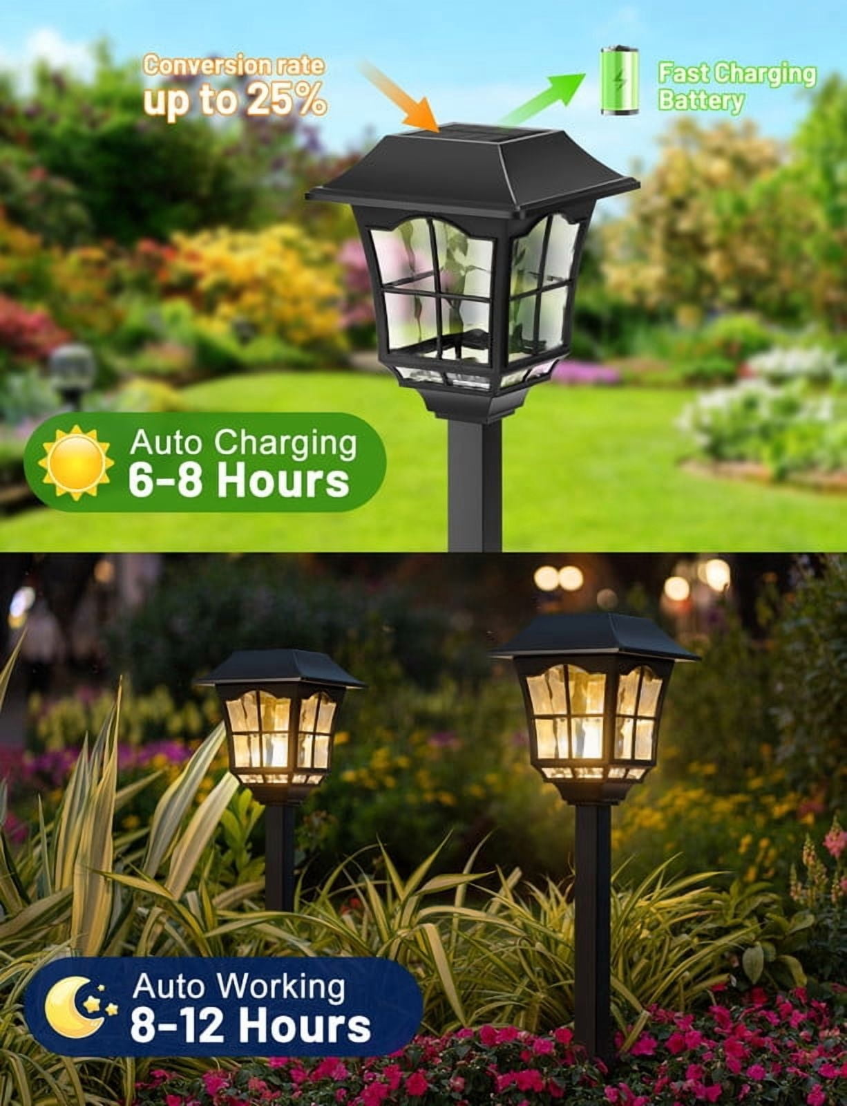 YULINKCO Solar Landscape Lights 8 Pack Waterproof Outdoor Pathway Light 3000K Warm White LED Solar Lawn Light Decor for Garden Patio Yard Driveway