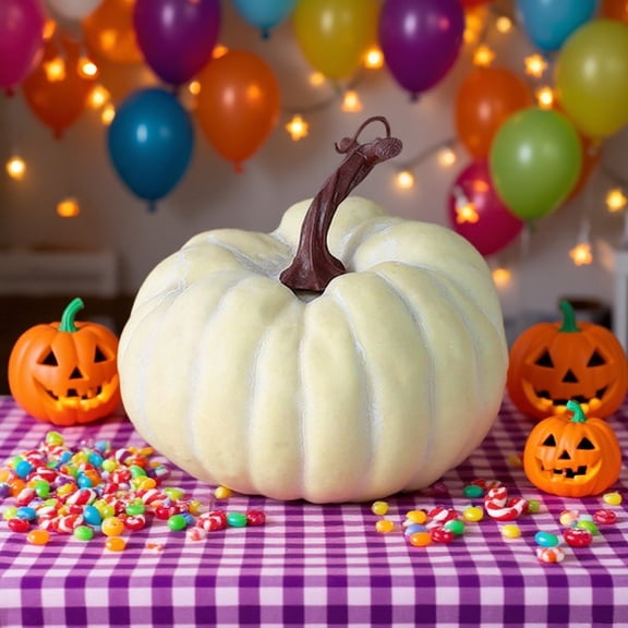 Artificial Pumpkins,Harvest Decor Foam Pumpkin for Halloween Thanksgiving Fall Decorations,Realistic Faux Pumpkins for Festive Home Decor(White)