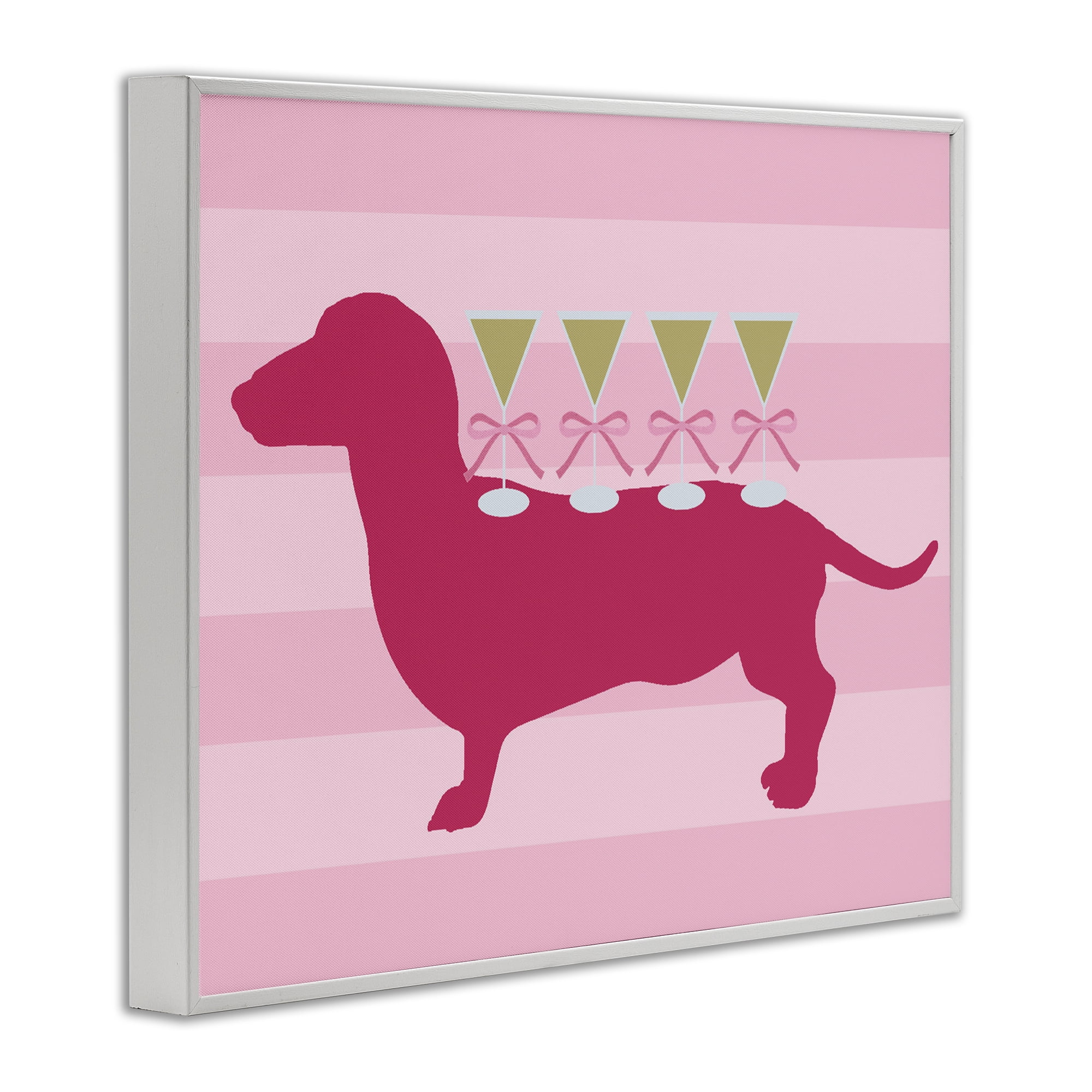 Stupell Industries Pink Dachshund With Martinis White Framed Giclee Art, design by Lil' Rue