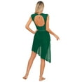 thumbnail image 2 of YEAHDOR Womens Figure Skating Dress Lyrical Dance Costume Sleeveless Open Back  Asymmetrical Leotard Dress Green XL, 2 of 7