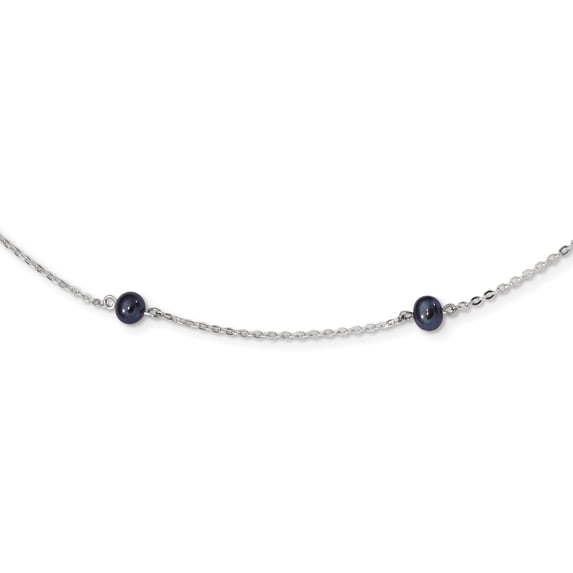 Beautiful Sterling Silver RH-plated Fresh Water Cultured Peacock Pearl Necklace