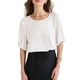 thumbnail image 1 of INSPIRAR CHIC Blusa de Trabajo Elegante de Cuello Redondo y Manga Corta para Mujeres L Blanca, 1 of 6