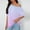 Purple, variant on QUNYINEY Shirts for Women Trendy Off Shoulder Gradient Casual Crew Neck Tops Pullover Short Sleeve Loose Shirts