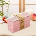 thumbnail image 4 of Bento Box Lunch Box, DELESYS 3-In-1 Compartment Lunch Containers - Wheat Straw, Leakproof Stackable Bento Lunch Box for Meal Prep, for Office Workers Can Be Microwave Heated, 4 of 5